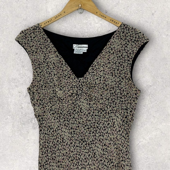 Dressbarn 100% Silk Floral Print Cap Sleeve Maxi Dress Size 12 V-Neckline Boho - Picture 5 of 10